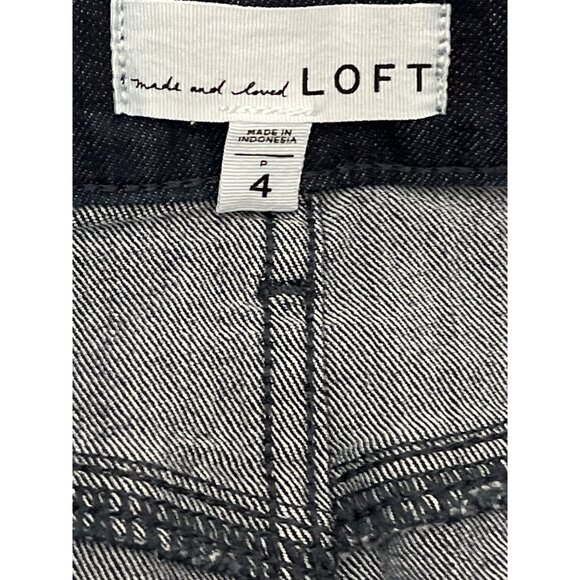 LOFT Denim Skirt Size 4 Women’s Mini Skirt Dark Wash Stretch Jean - Picture 10 of 12